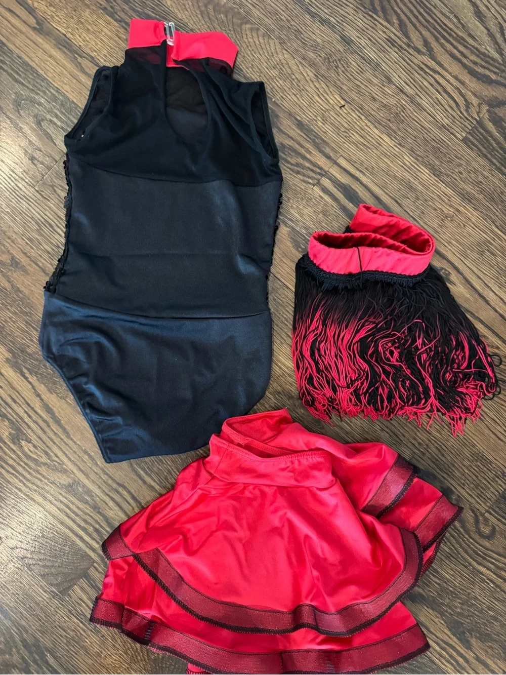 Weissman Black and Red Sequin Dance Costume Set